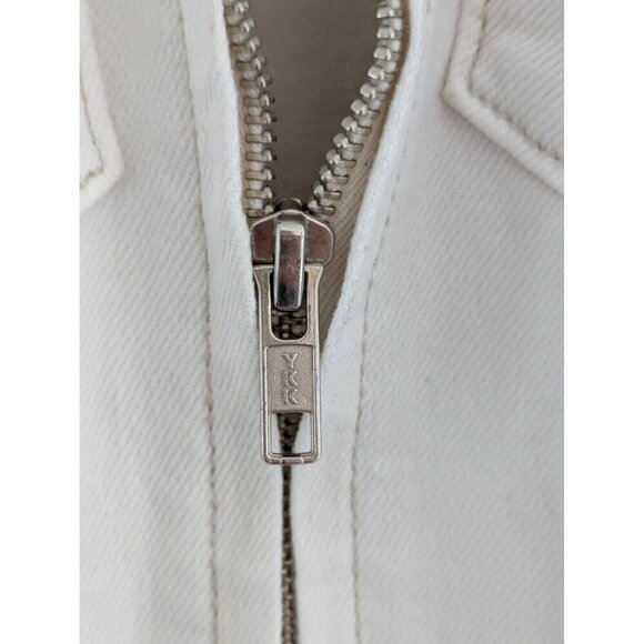 Good American Utility White Denim Belted Short Sleeve Jumpsuit Women's Size 0 - Picture 5 of 12